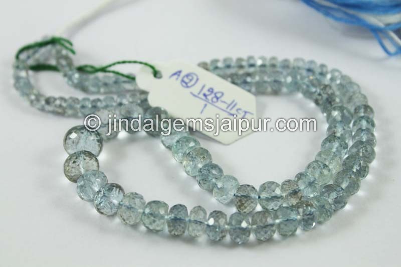 Golden Moss Aquamarine Faceted Roundelle Beads